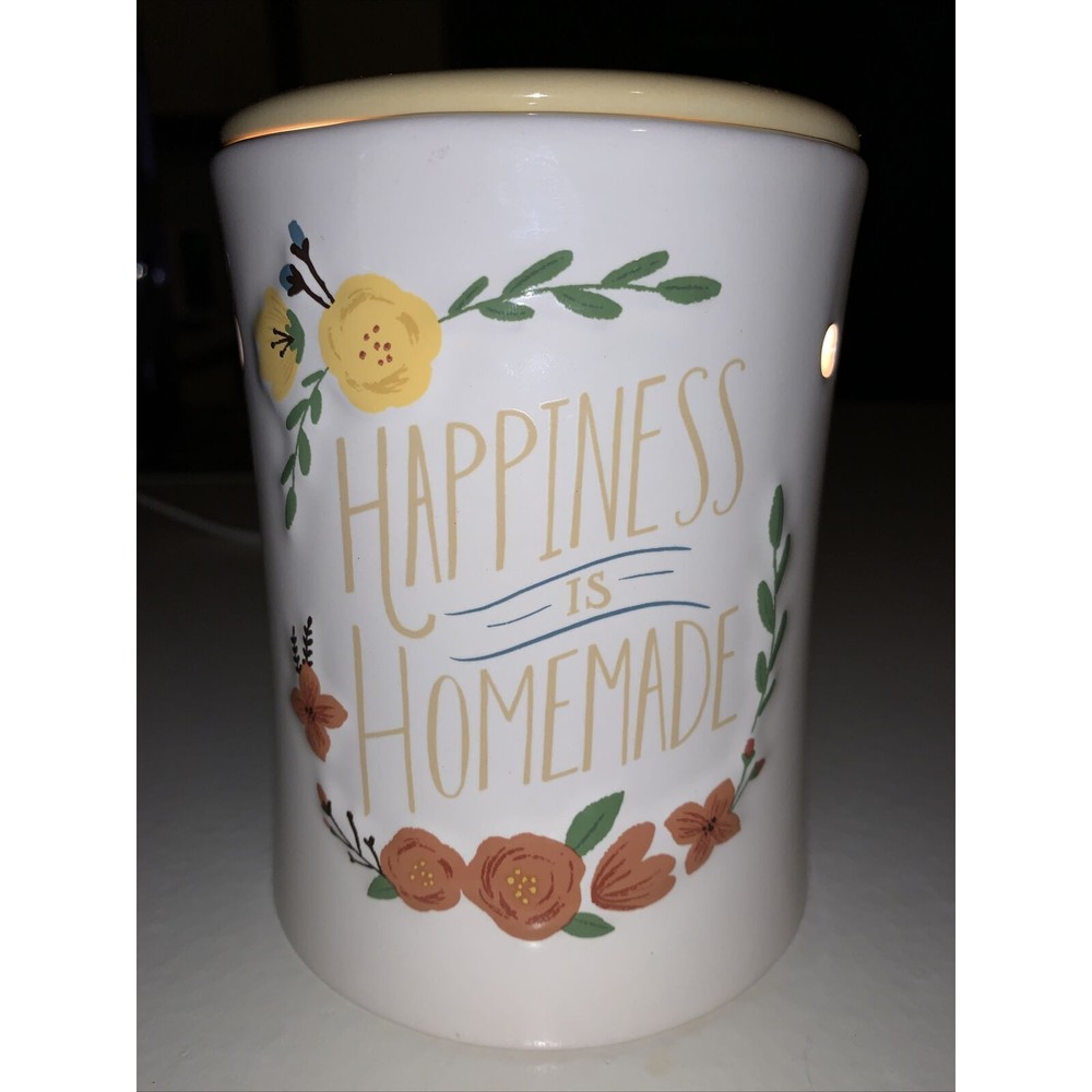 Electric Wax Candle Warmer Ceramic Sunny Cottage Farmhouse Happiness Is Homemade